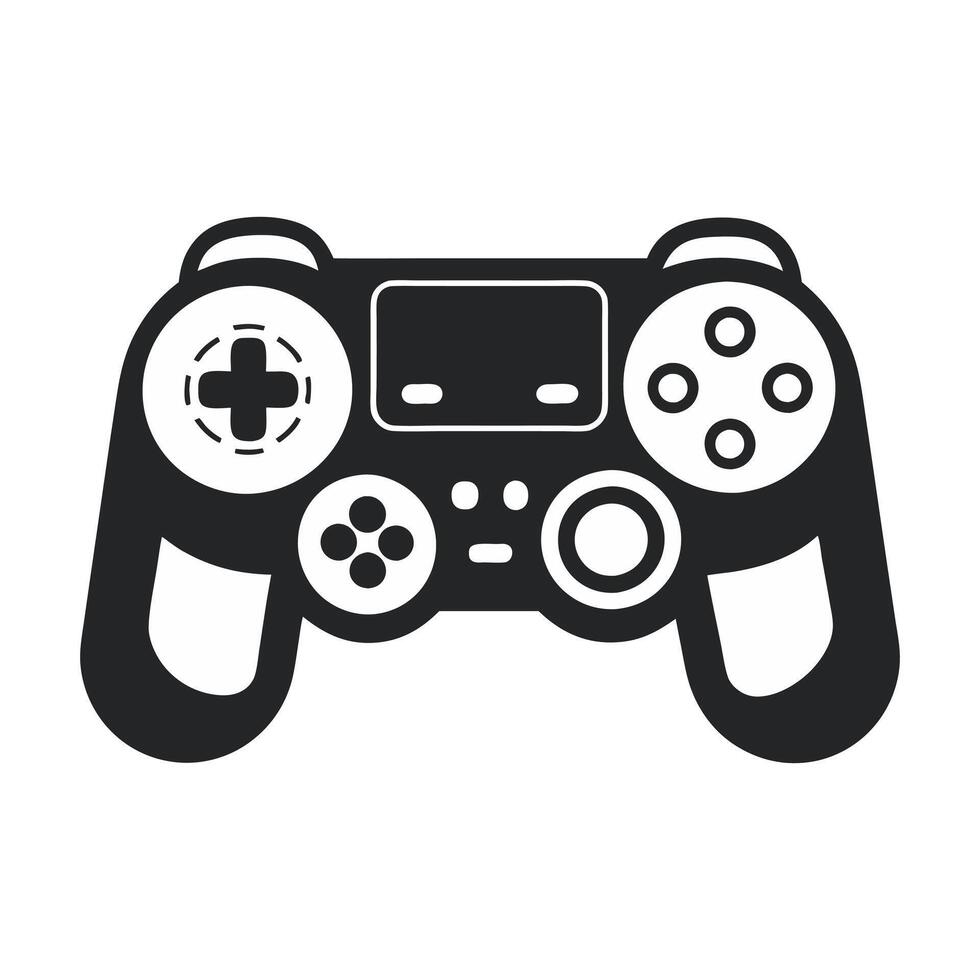 Black and white Game Controller Icon art Illustration vector