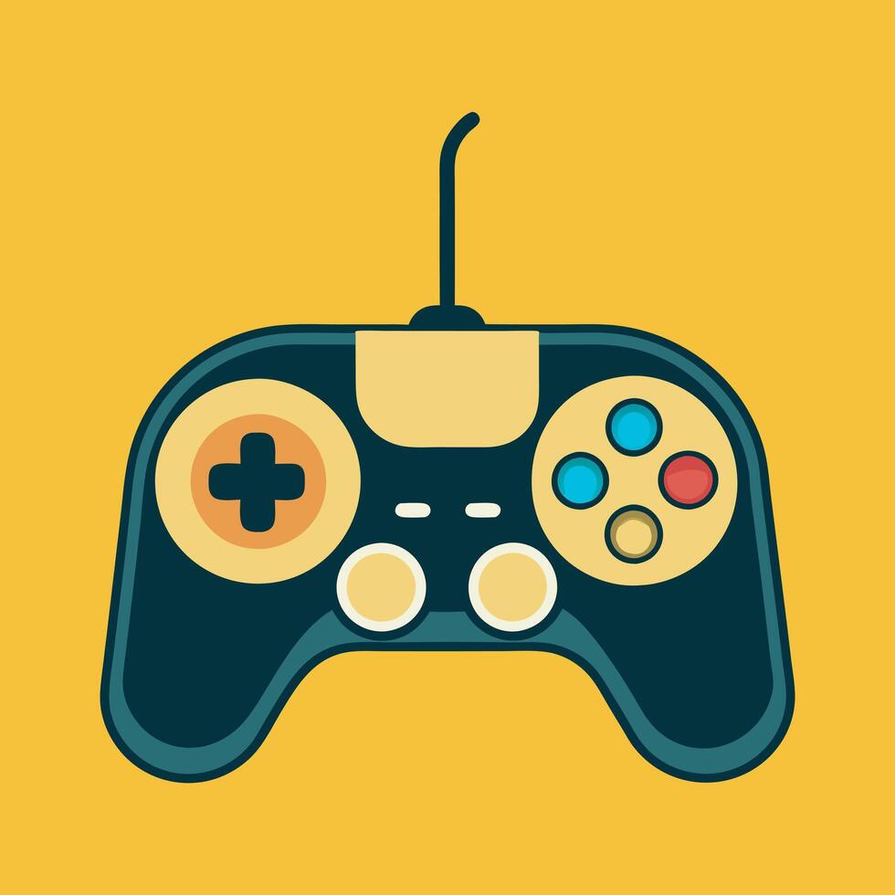 Colorful Game Controller Icon art Illustration. Retro Gaming Controller Detailed Art vector