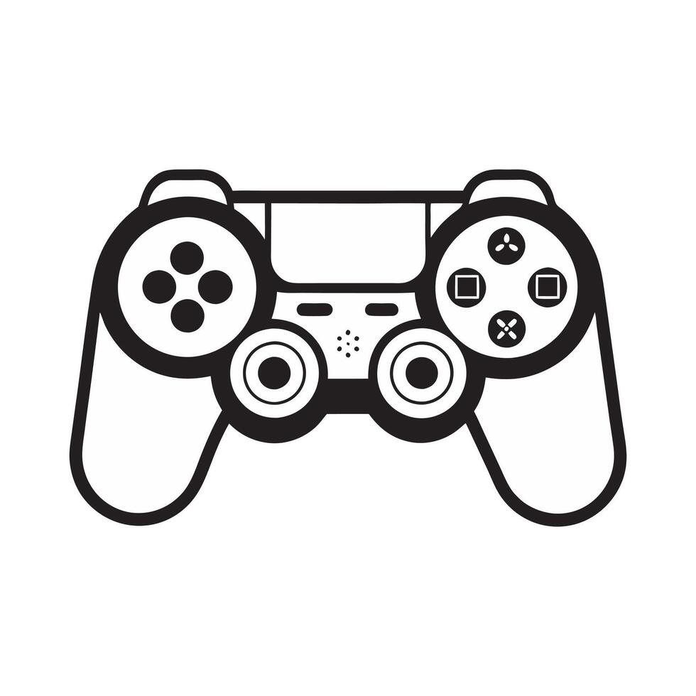 Black and white Game Controller Icon art Illustration vector