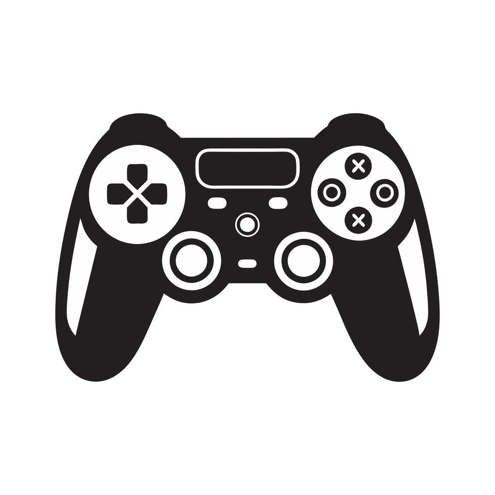 Black and white Game Controller Icon art Illustration vector