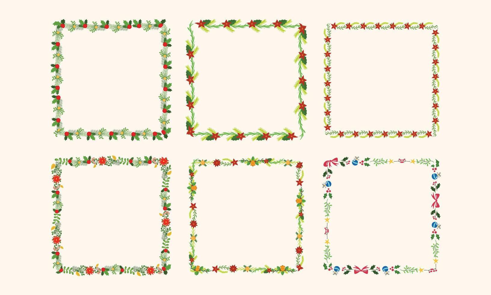Frames collection for christmas season celebration, christmas wreath concept vector