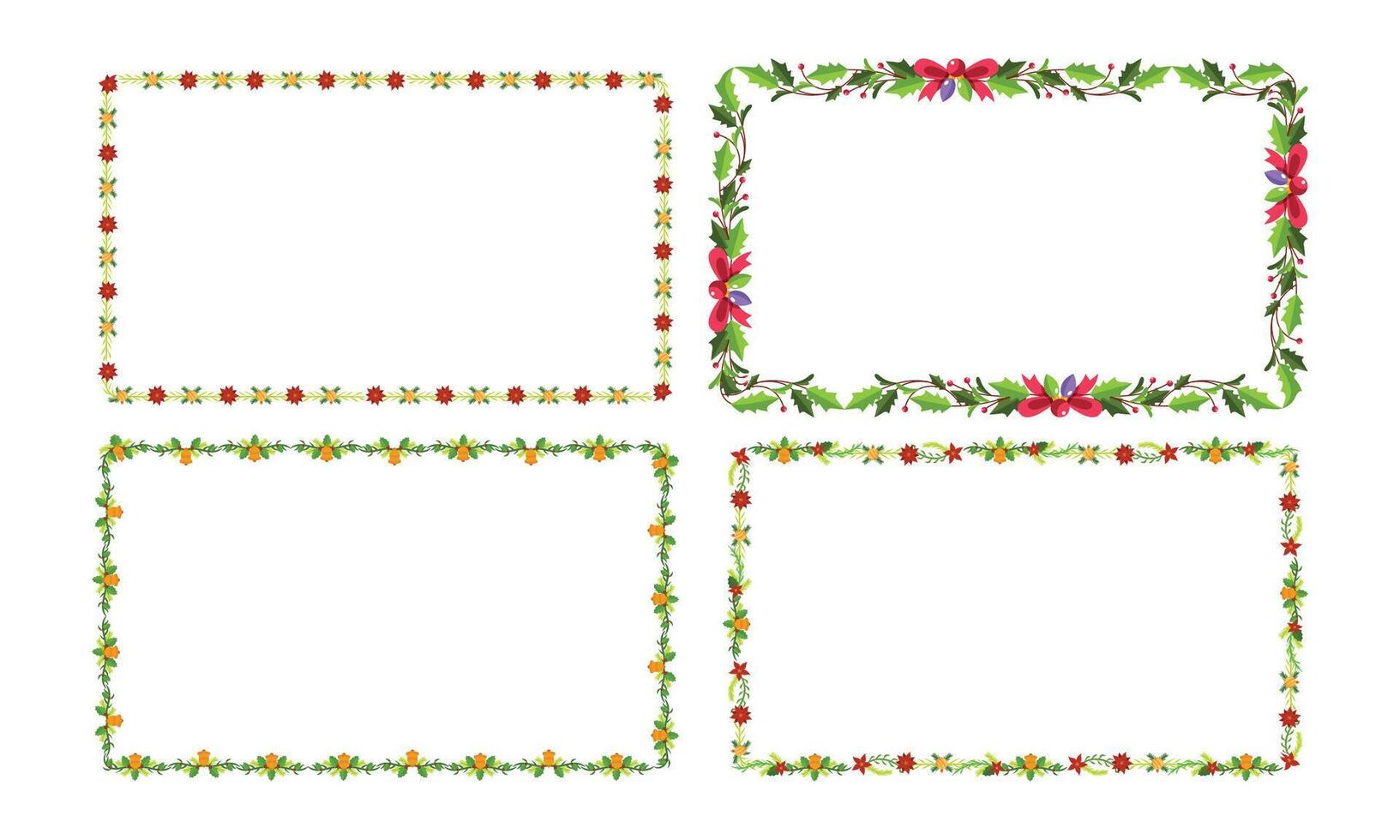 Frames collection for christmas season celebration, christmas wreath concept vector