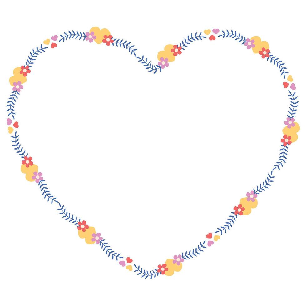 Hand drawn flat design hearts border and frame vector