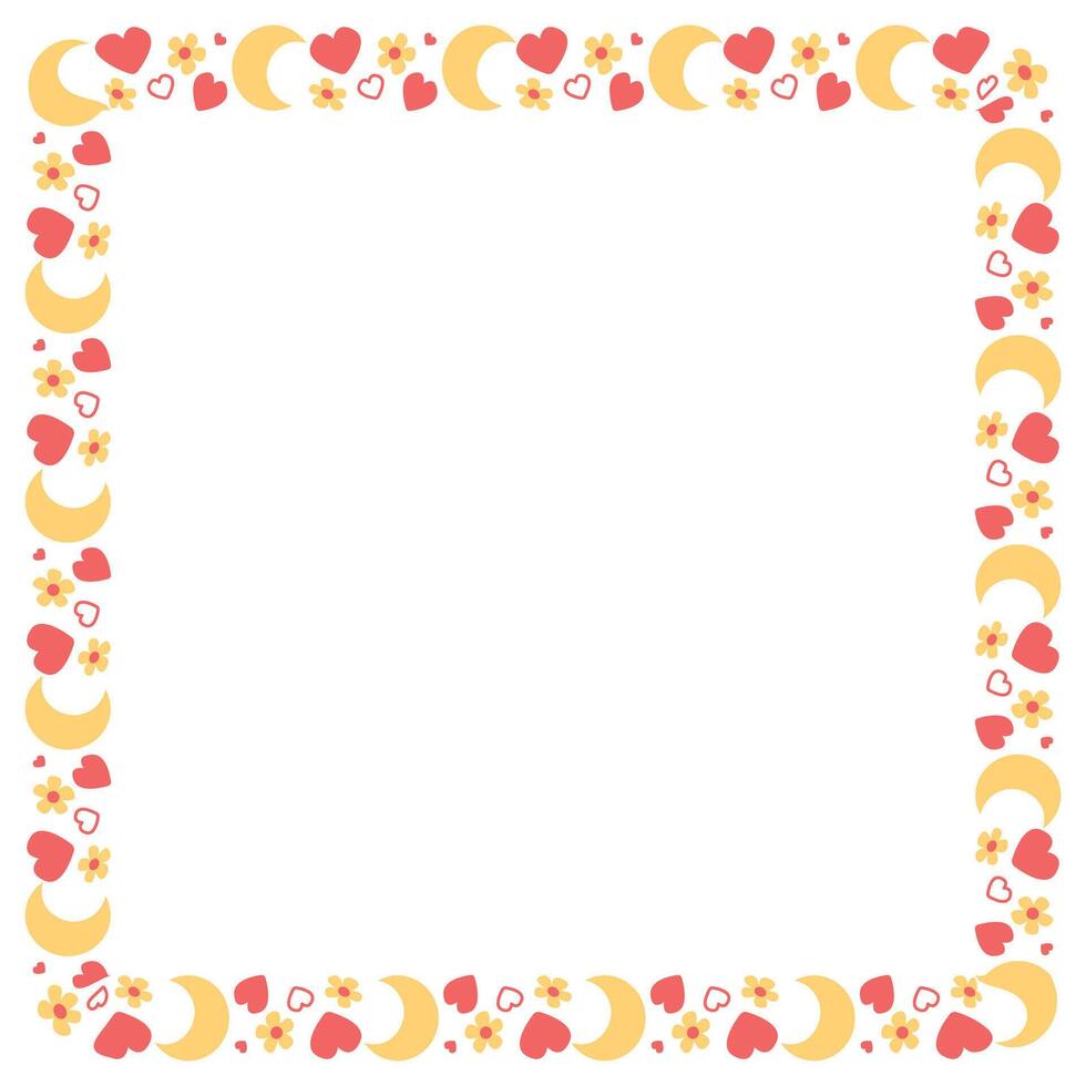 Hand drawn flat design hearts border and frame vector