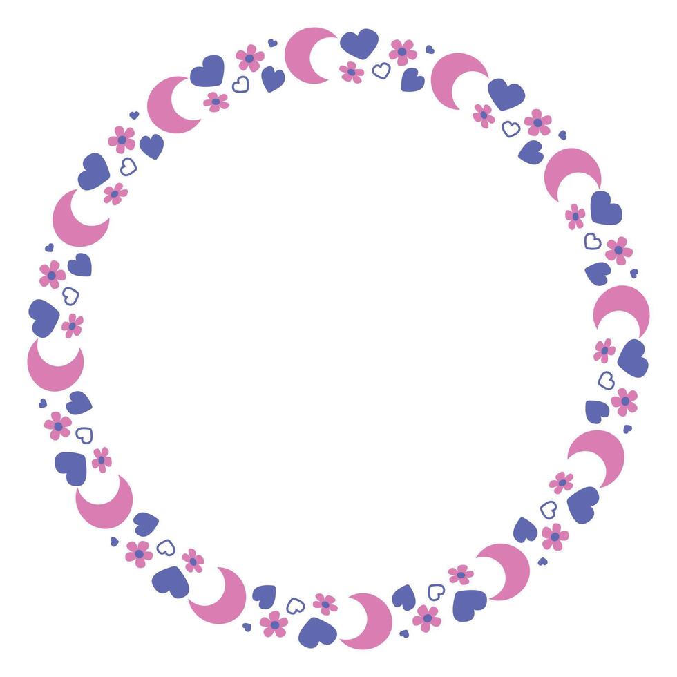 Hand drawn flat design hearts border and frame vector