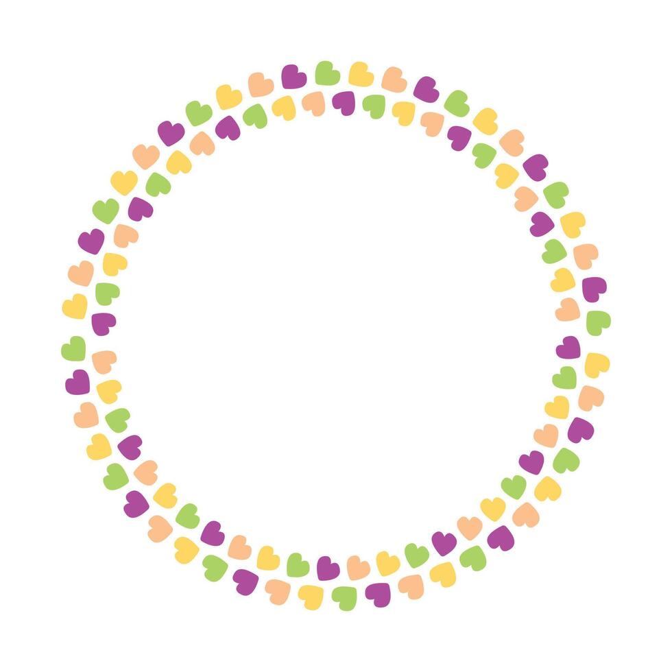 Hand drawn flat design hearts border and frame vector
