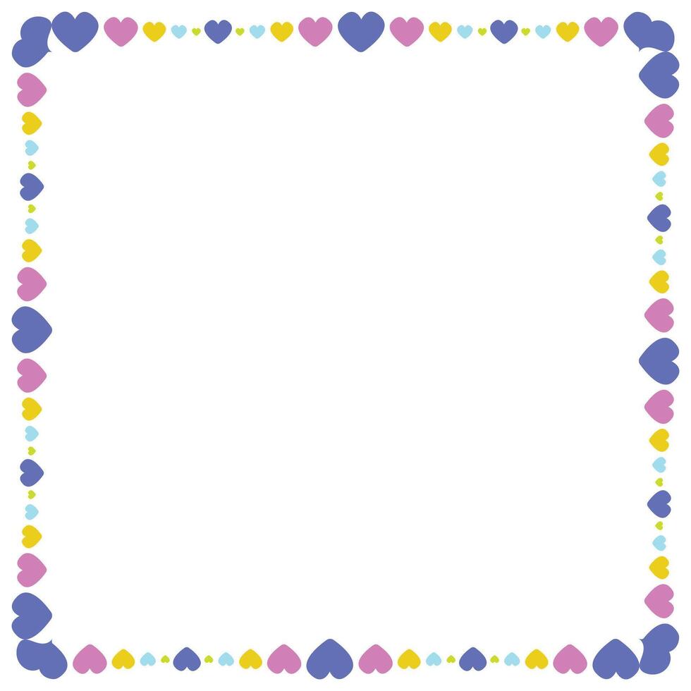 Hand drawn flat design hearts border and frame vector