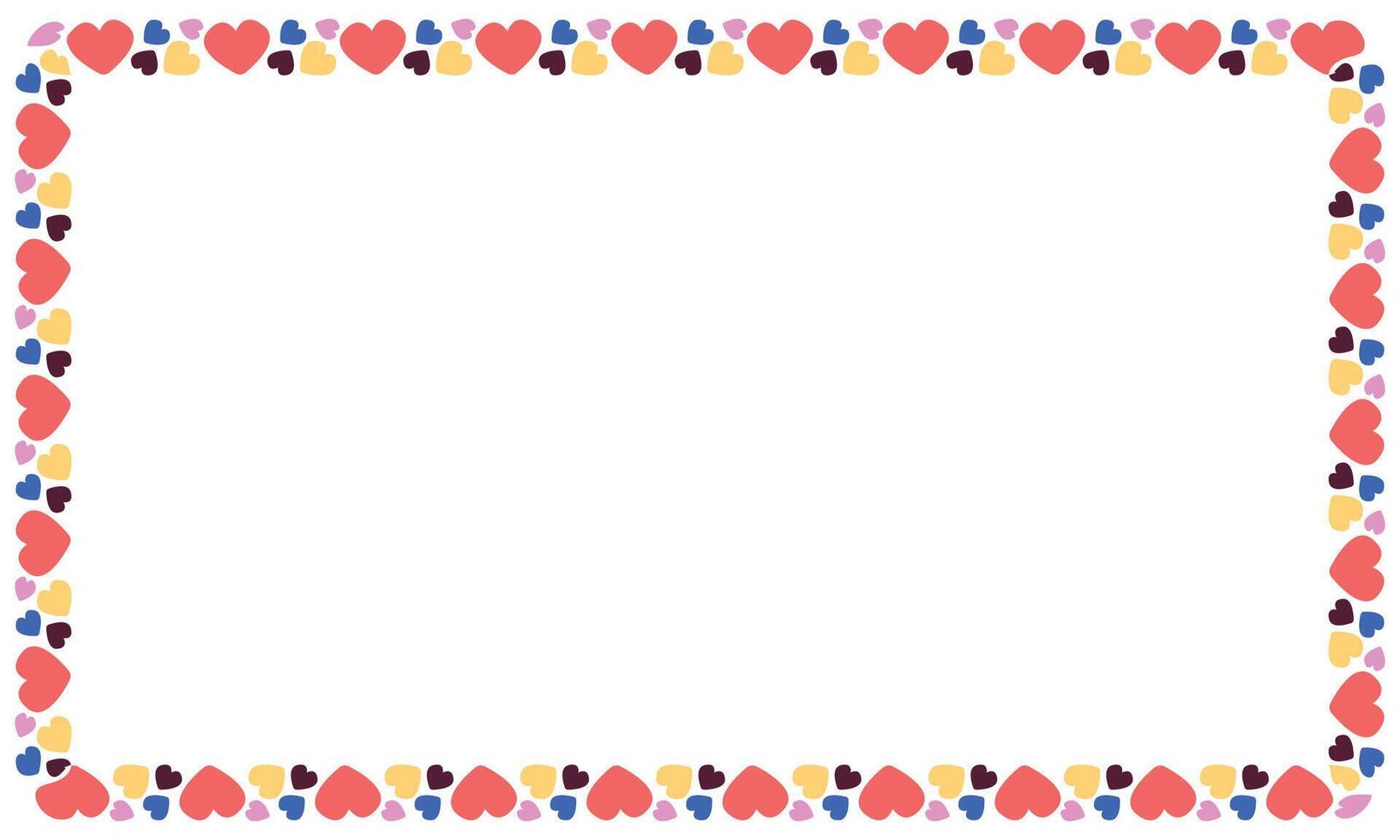Hand drawn flat design hearts border and frame vector