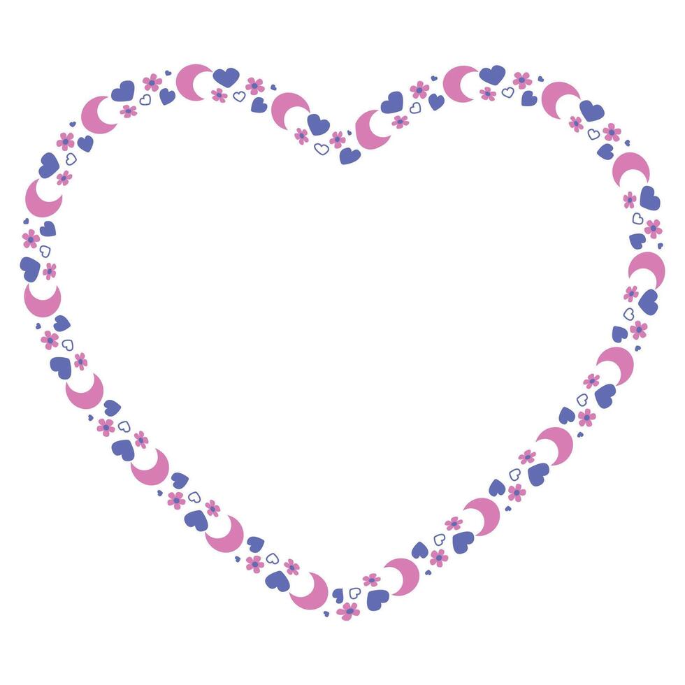 Hand drawn flat design hearts border and frame vector