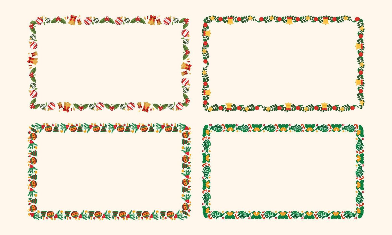 Frames collection for christmas season celebration christmas wreath concept vector