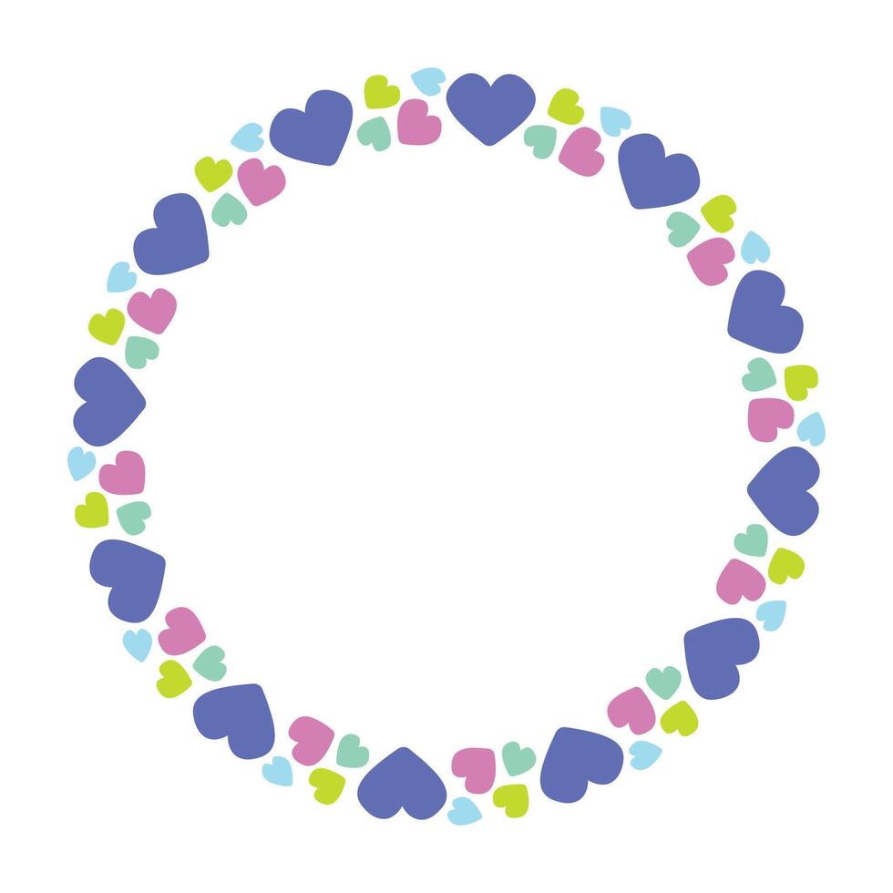 Hand drawn flat design hearts border and frame vector