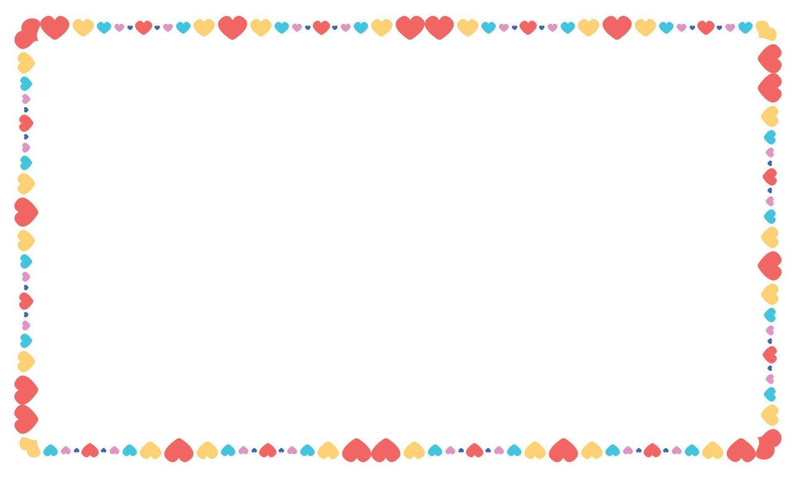 Hand drawn flat design hearts border and frame vector