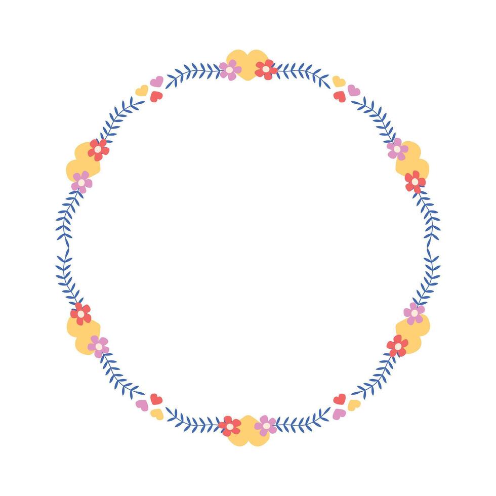 Hand drawn flat design hearts border and frame vector