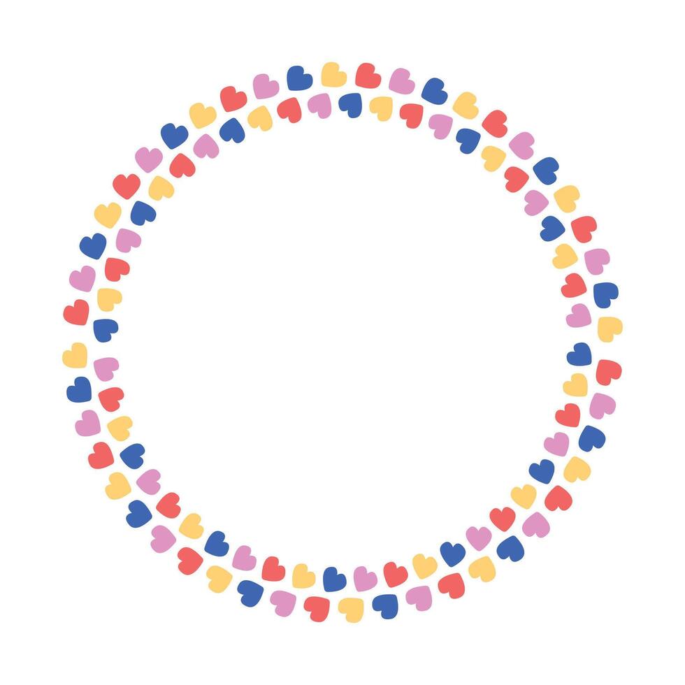 Hand drawn flat design hearts border and frame vector
