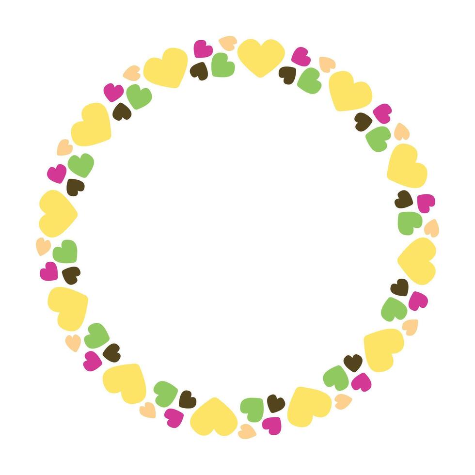 Hand drawn flat design hearts border and frame vector