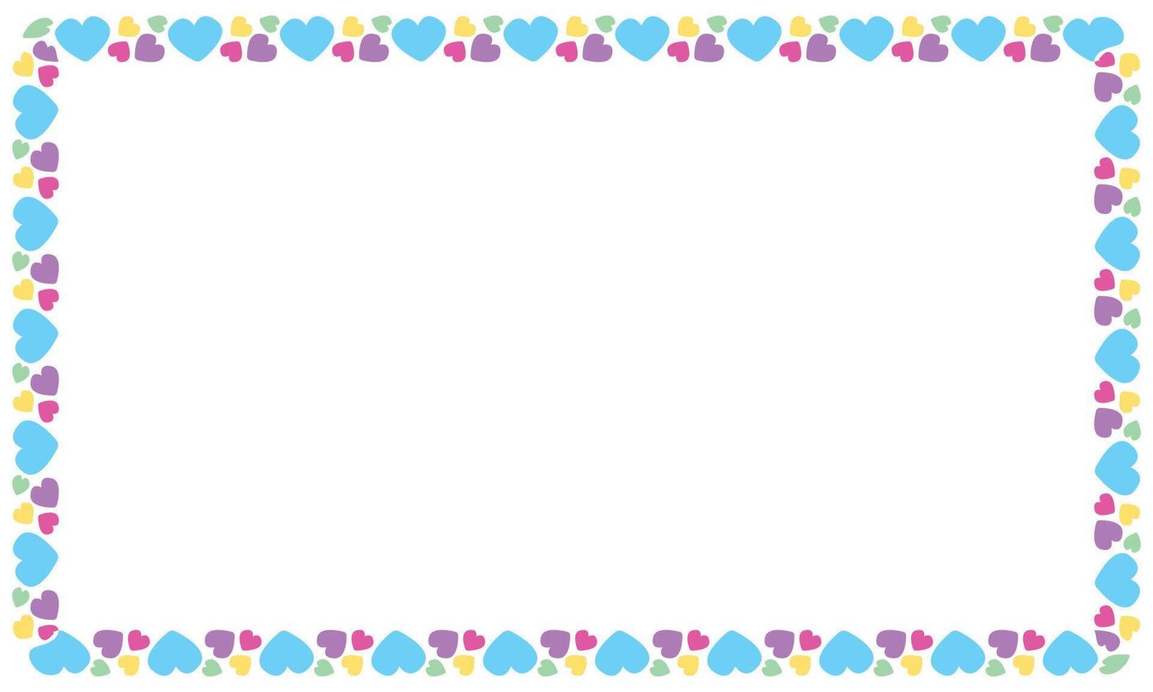 Hand drawn flat design hearts border and frame vector