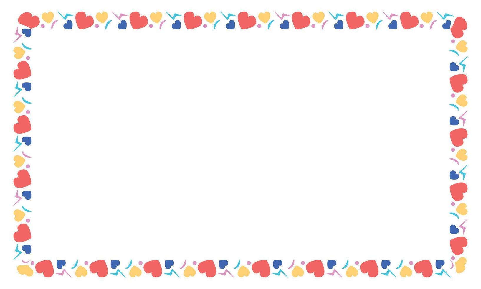 Hand drawn flat design hearts border and frame vector