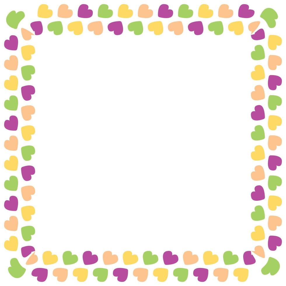 Hand drawn flat design hearts border and frame vector