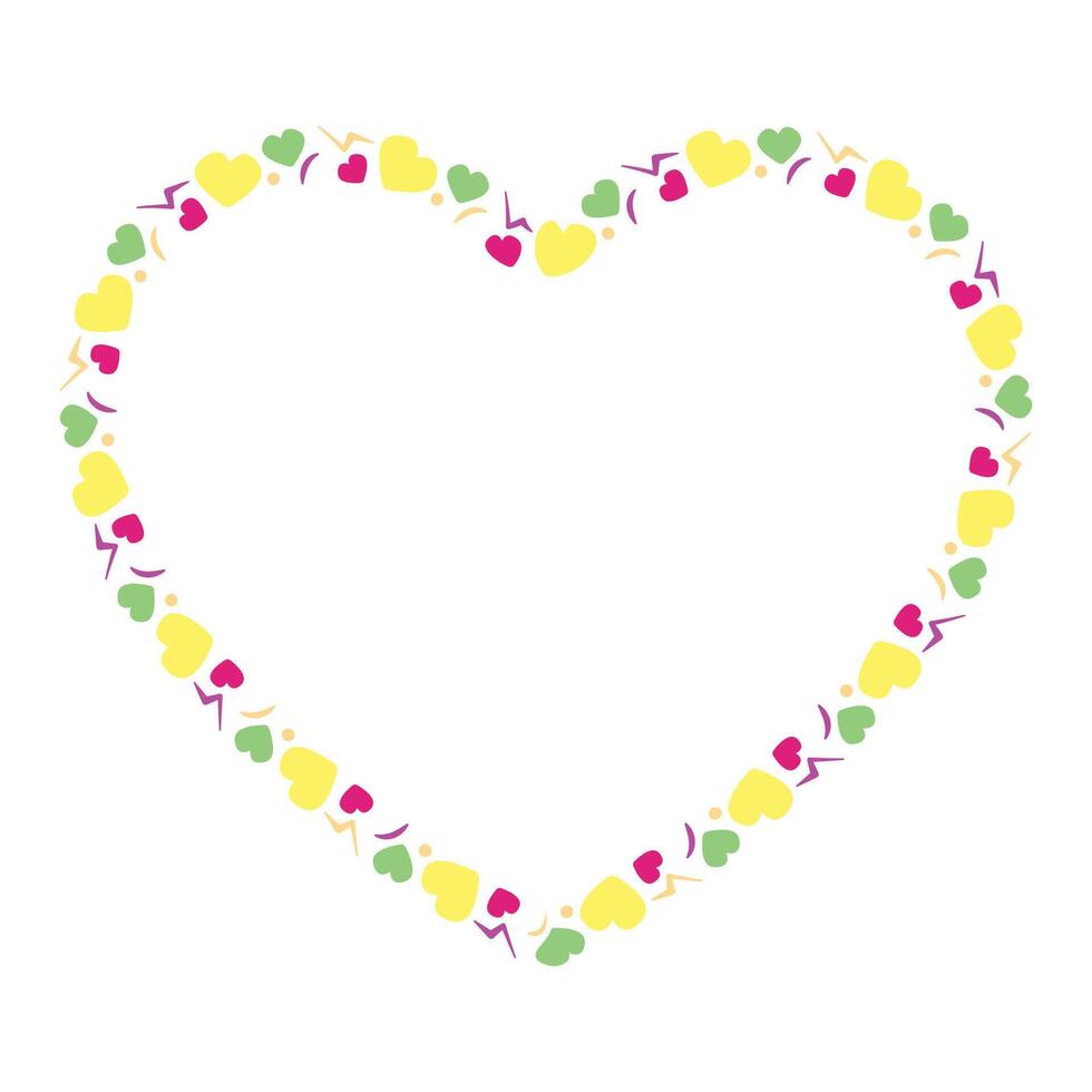 Hand drawn flat design hearts border and frame vector