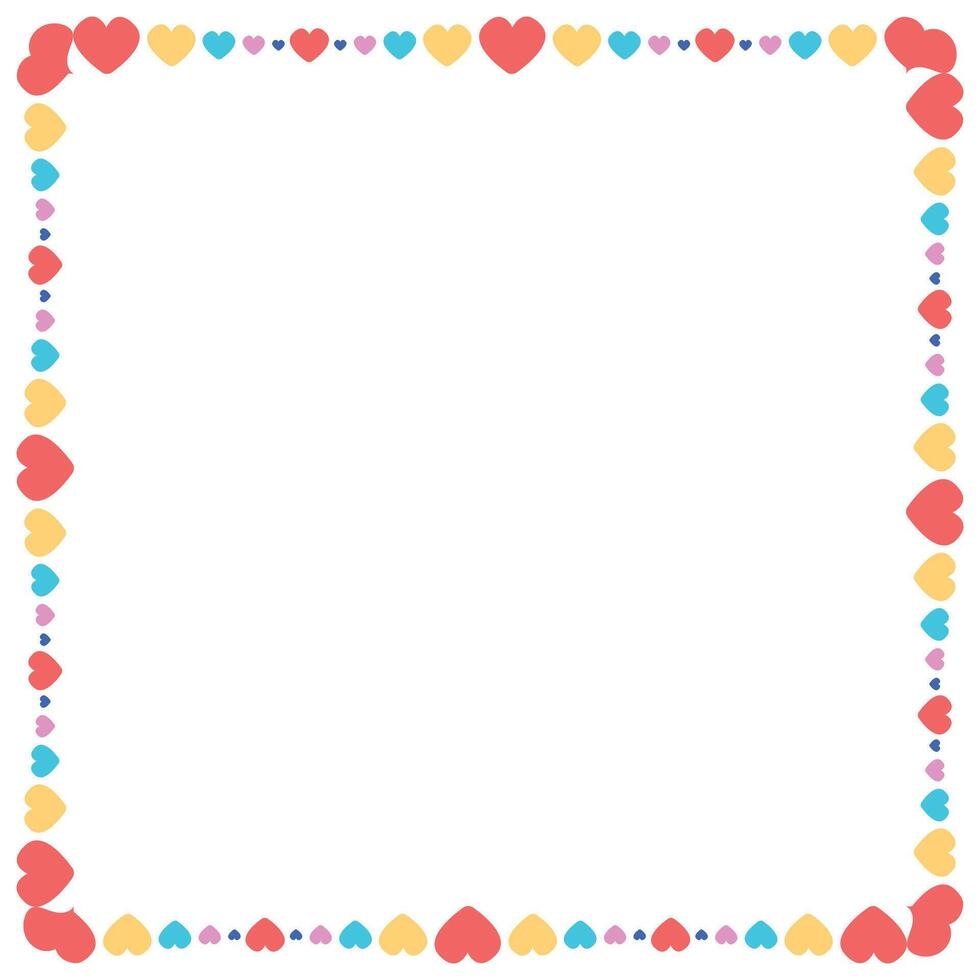 Hand drawn flat design hearts border and frame vector