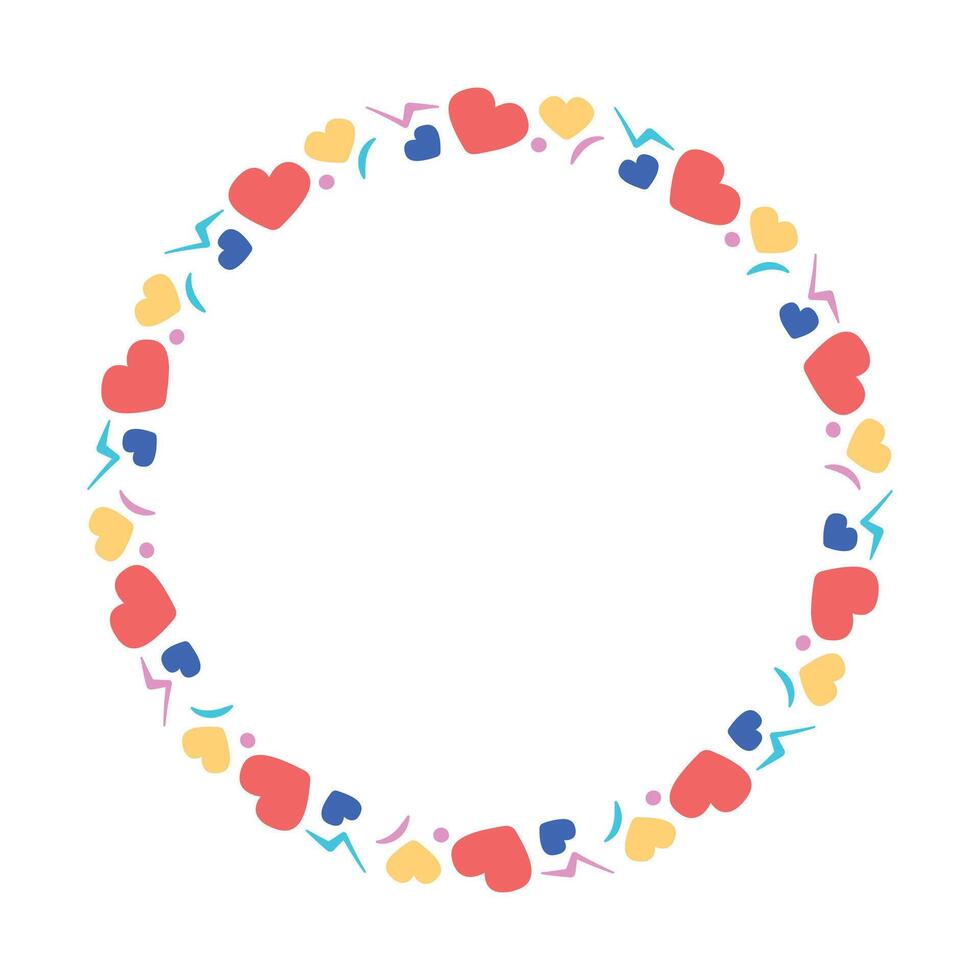 Hand drawn flat design hearts border and frame vector