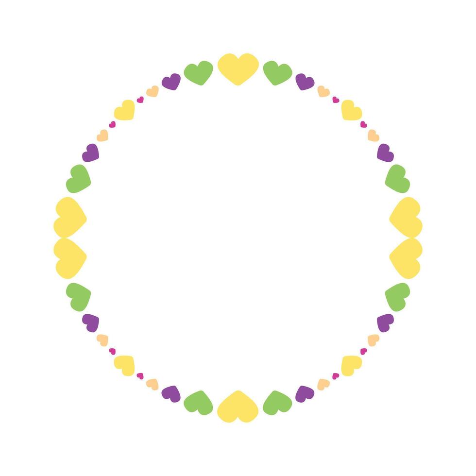 Hand drawn flat design hearts border and frame vector