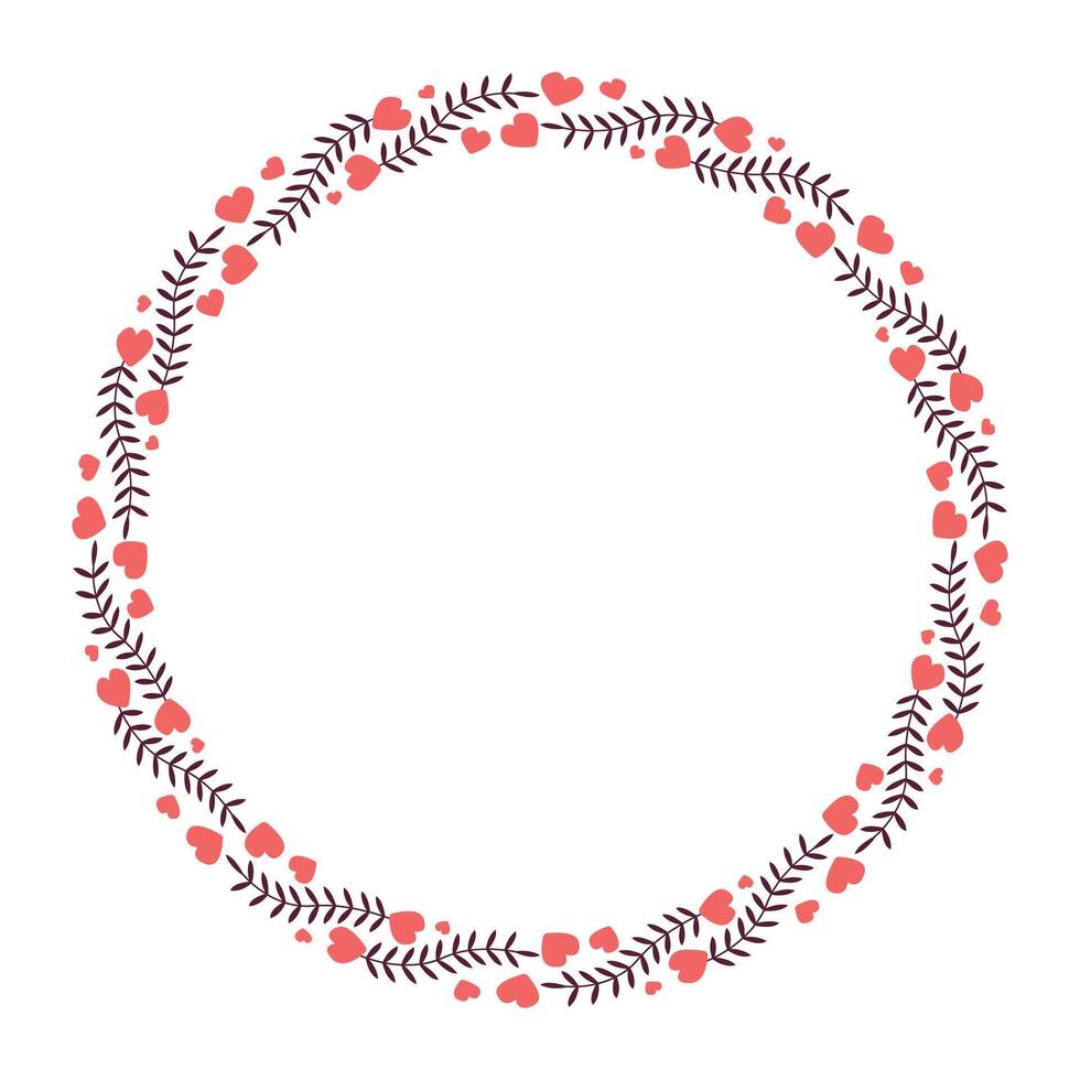 Hand drawn flat design hearts border and frame vector