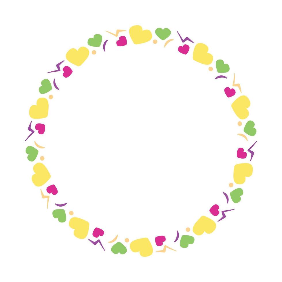 Hand drawn flat design hearts border and frame vector