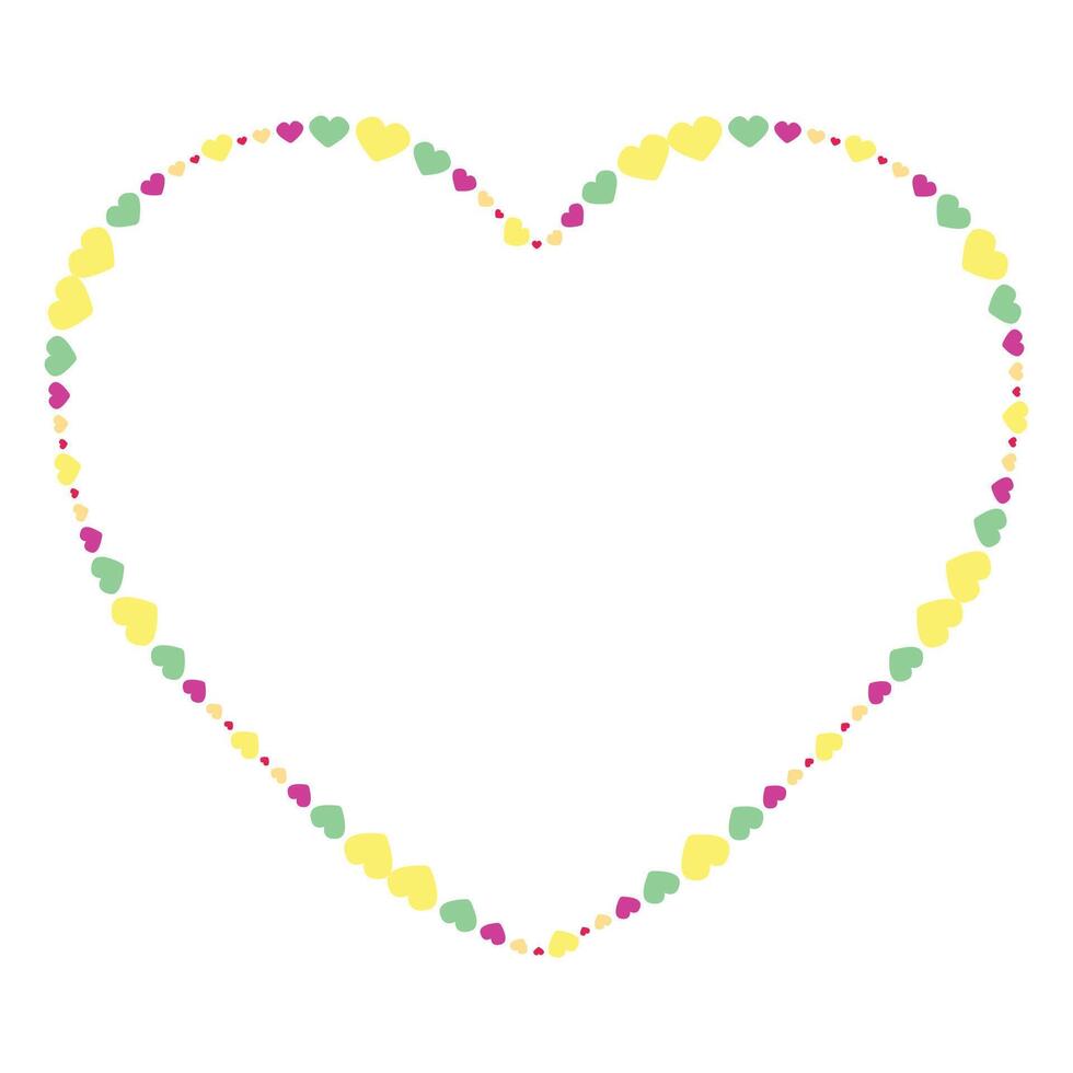 Hand drawn flat design hearts border and frame vector