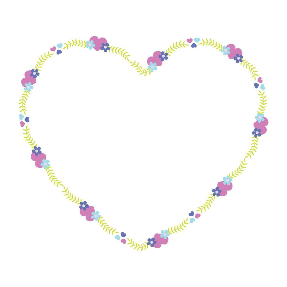 Hand drawn flat design hearts border and frame vector