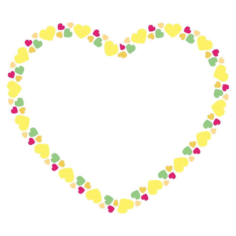 Hand drawn flat design hearts border and frame vector