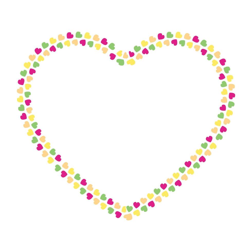 Hand drawn flat design hearts border and frame vector