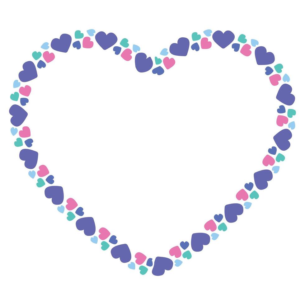 Hand drawn flat design hearts border and frame vector