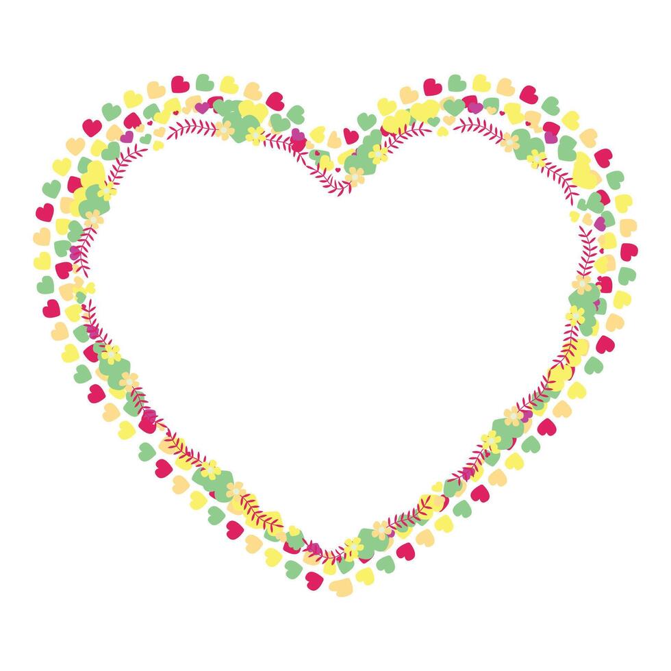 Hand drawn flat design hearts border and frame vector