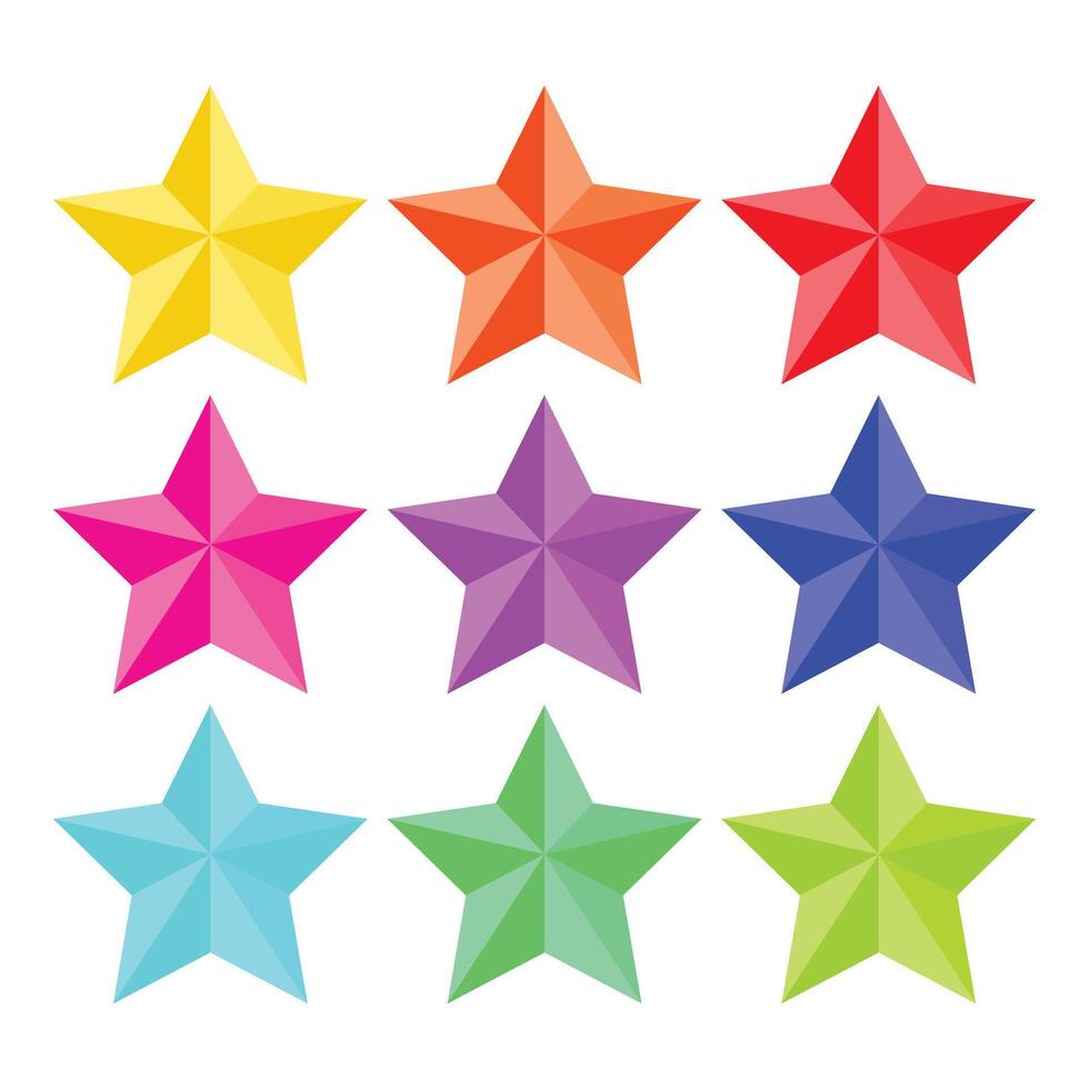 3D stars 3D illustration collection on white background vector