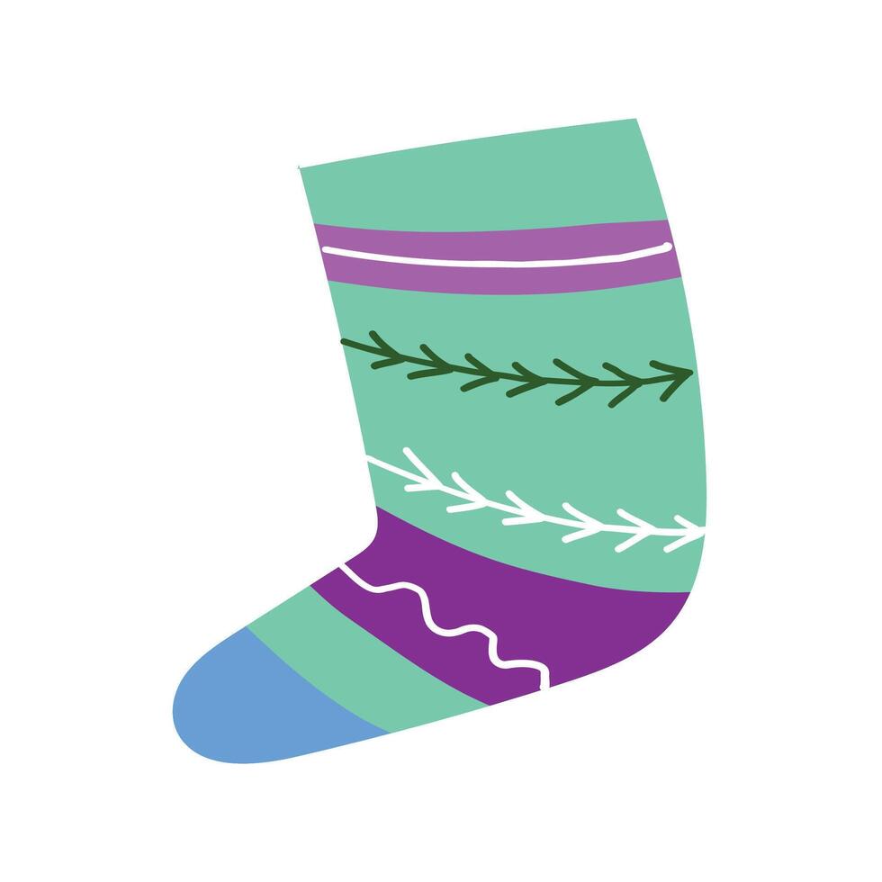 Christmas sock hand drawn doodle element illustration on white background vector
