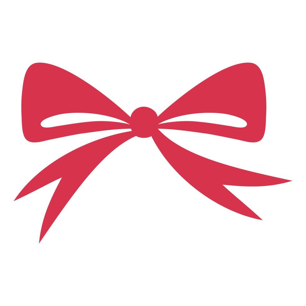 Christmas ribbon bow hand drawn doodle element on the white background vector