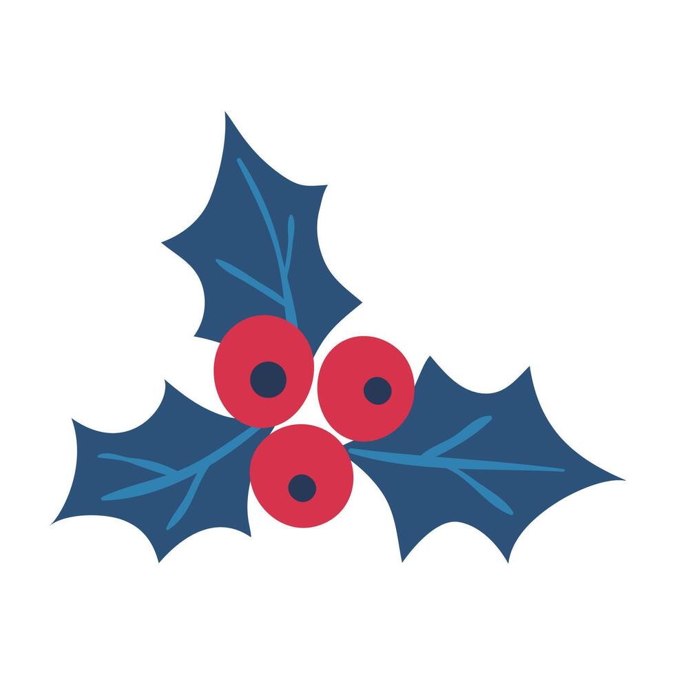 Holly berry icon leaves and berries mistletoe Symbol of Christmas illustration on white vector