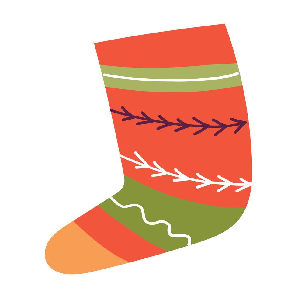 Christmas sock hand drawn doodle element illustration on white vector