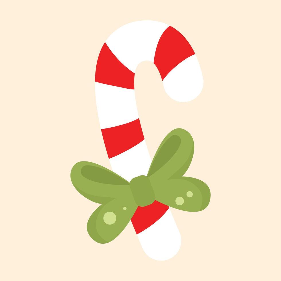 Christmas lollipop isolated, Christmas candy cane isolated on yellow. Striped lollipop sweet vector