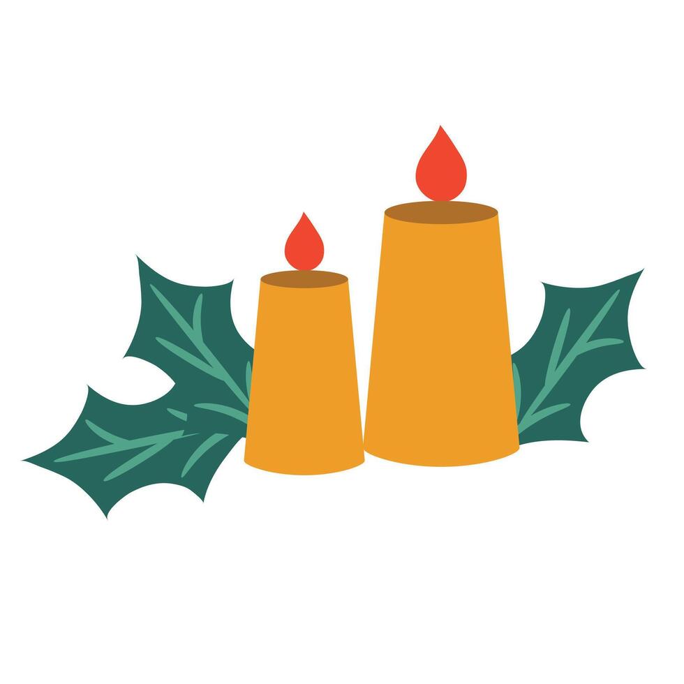 Flathand drawn christmas candle illustration Christmas decor vector