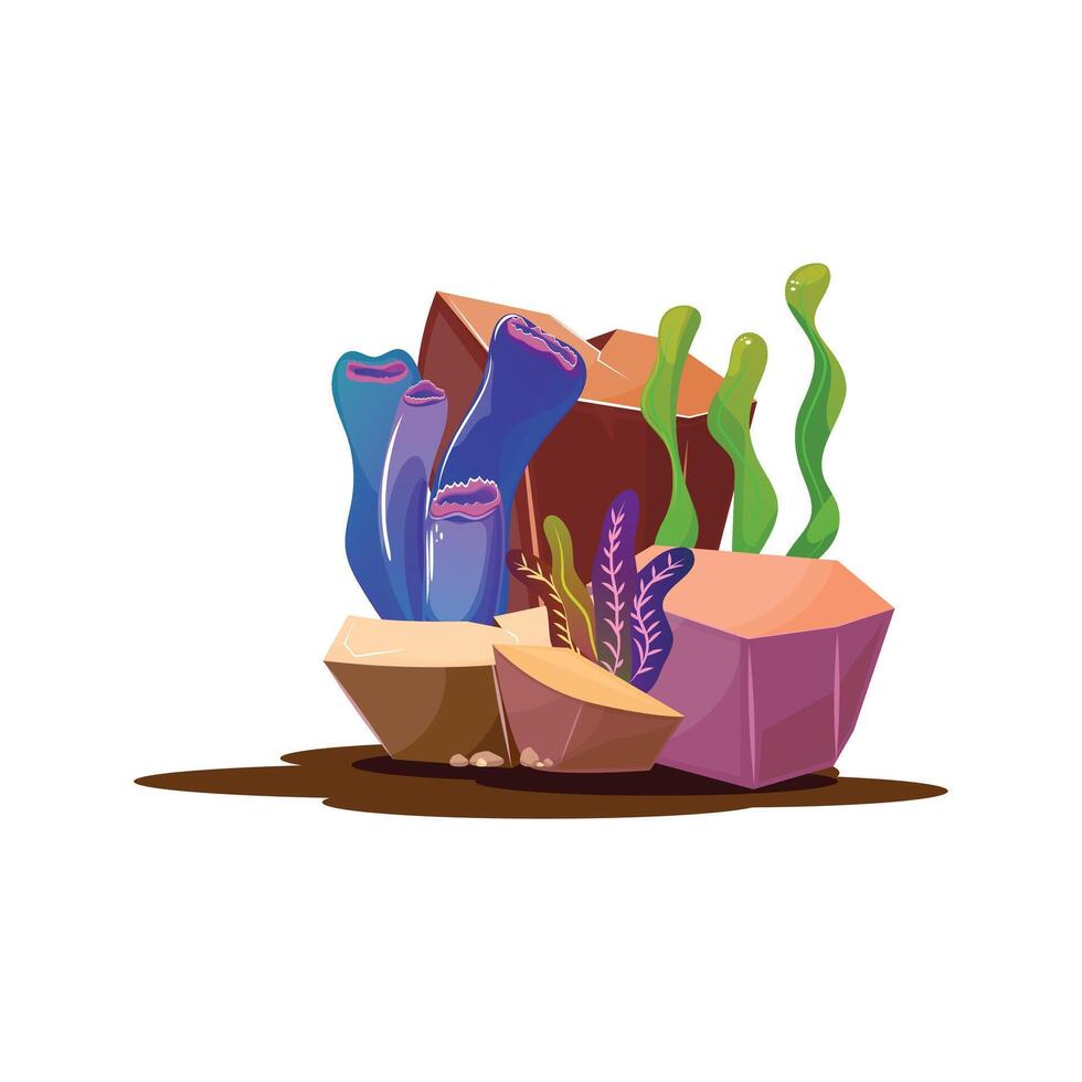 Colorful Underwater Plants and Corals Illustration vector