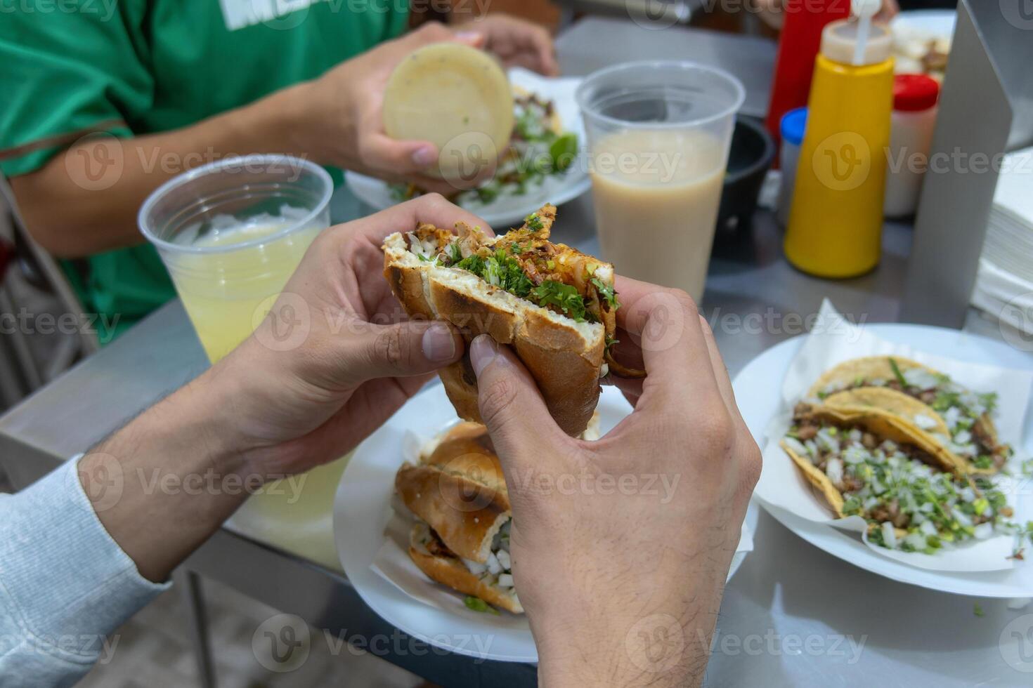 Savoring Authentic Torta de Carne de Pastor at a Mexican Eatery photo