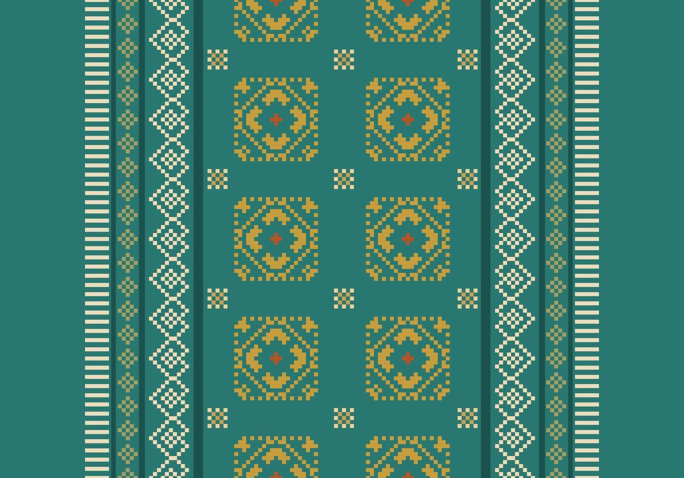 Cross Stitch. Geometric ethnic patterns. Design for Clothing, Fabric, batik, Saree, Patola, Sari, Dupatta, Vyshyvanka, rushnyk, dupatta, Knitwear, Embroidery, Ikkat, Pixel pattern. Traditional Design. vector