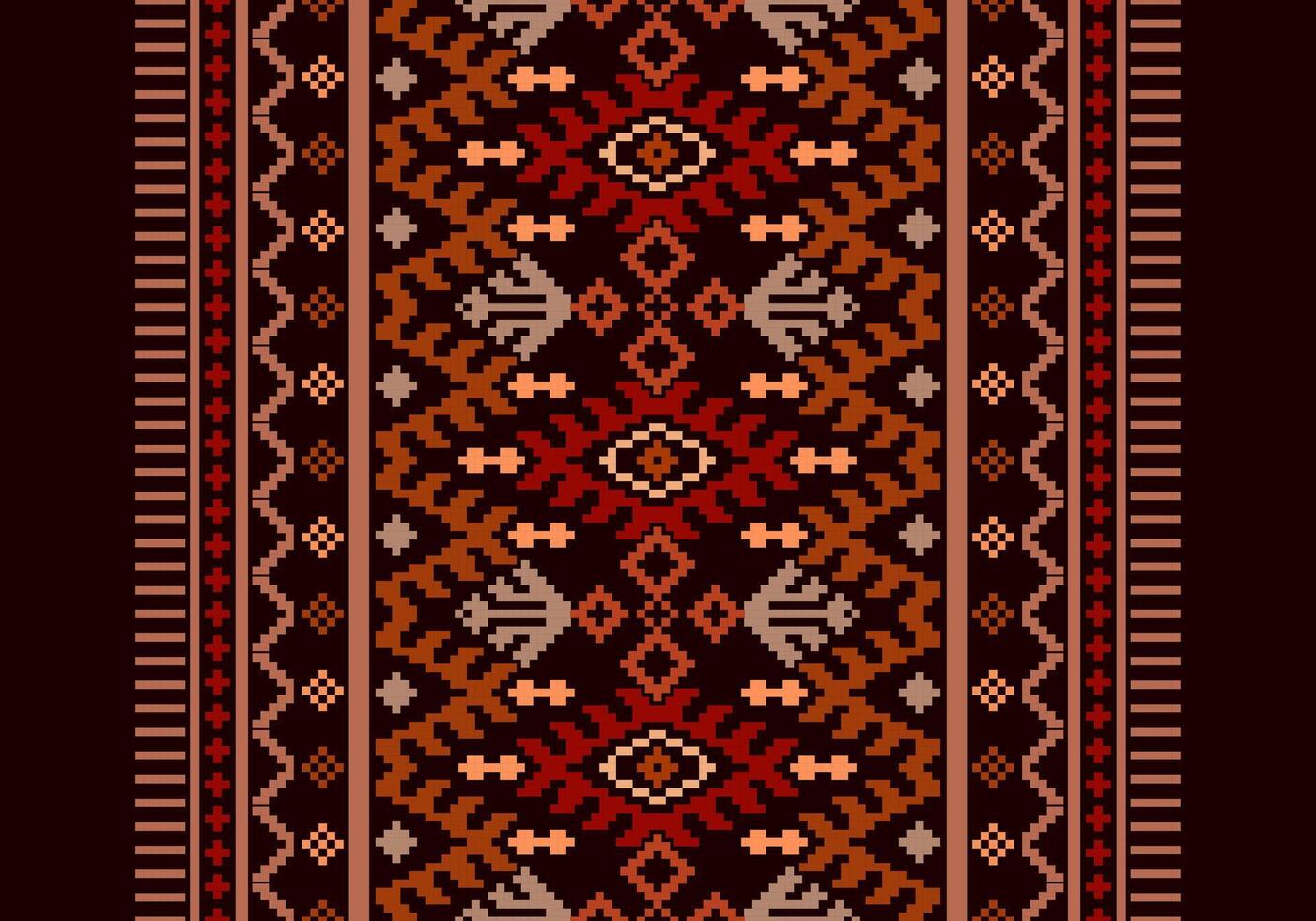 Cross Stitch. Geometric ethnic patterns. Design for Clothing, Fabric, batik, Saree, Patola, Sari, Dupatta, Vyshyvanka, rushnyk, dupatta, Knitwear, Embroidery, Ikkat, Pixel pattern. Traditional Design. vector