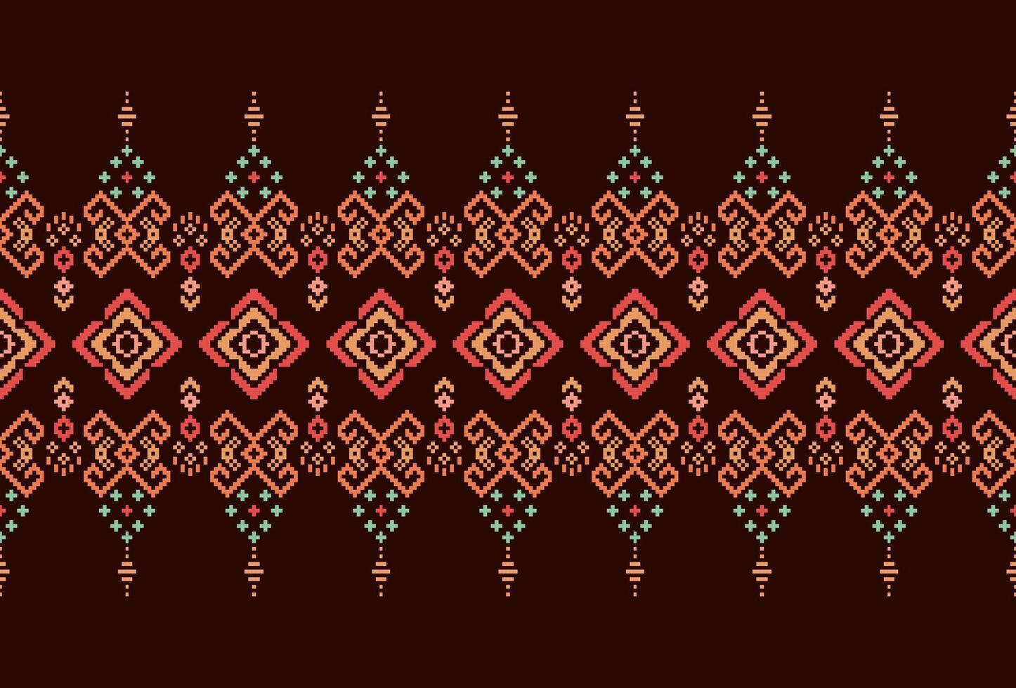 Cross Stitch. Geometric ethnic patterns. Design for Clothing, Fabric, batik, Saree, Patola, Sari, Dupatta, Vyshyvanka, rushnyk, dupatta, Knitwear, Embroidery, Ikkat, Pixel pattern. Traditional Design. vector