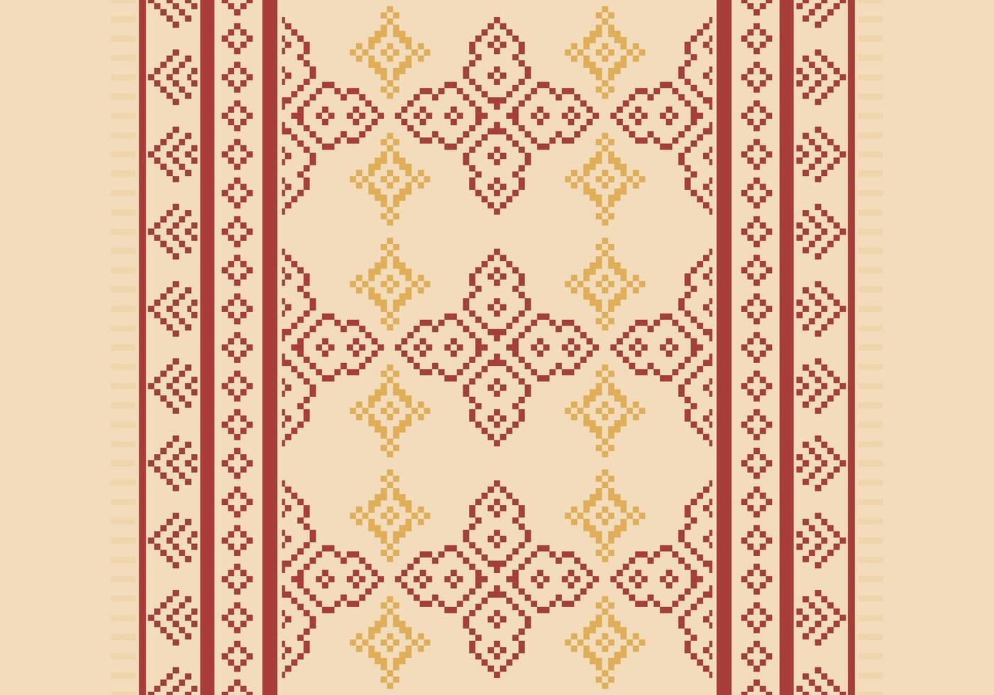 Cross Stitch. Geometric ethnic patterns. Design for Clothing, Fabric, batik, Saree, Patola, Sari, Dupatta, Vyshyvanka, rushnyk, dupatta, Knitwear, Embroidery, Ikkat, Pixel pattern. Traditional Design. vector
