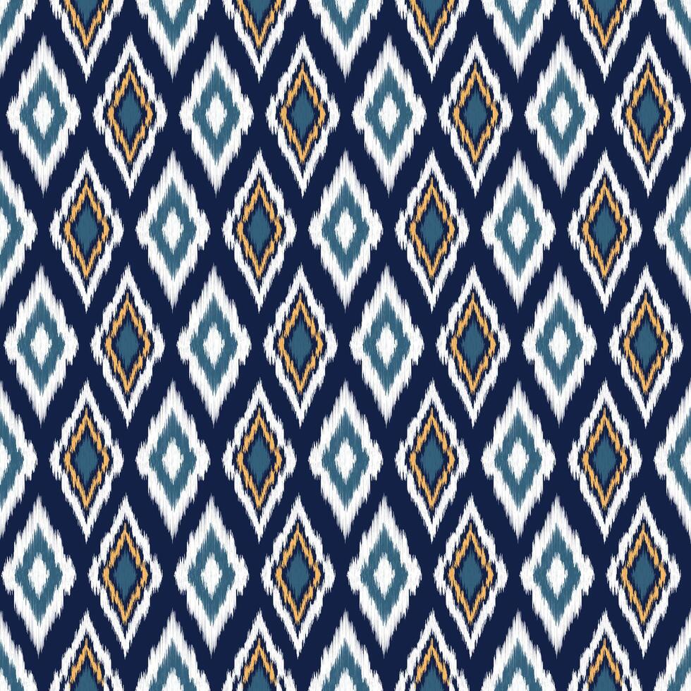 Ikat paisley seamless pattern.geometric ethnic oriental seamless pattern traditional background.blue and white tone.Aztec style,embroidery,abstract.design for texture,fabric,print. vector