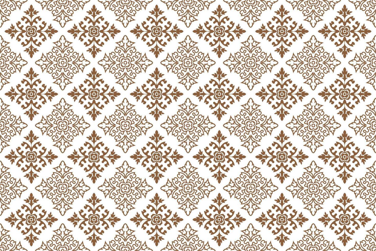 Abstract floral seamless Thai pattern, brown and white modern shape for design, porcelain, chinaware, ceramic, tile, ceiling design, texture, wall, paper and fabric. vector