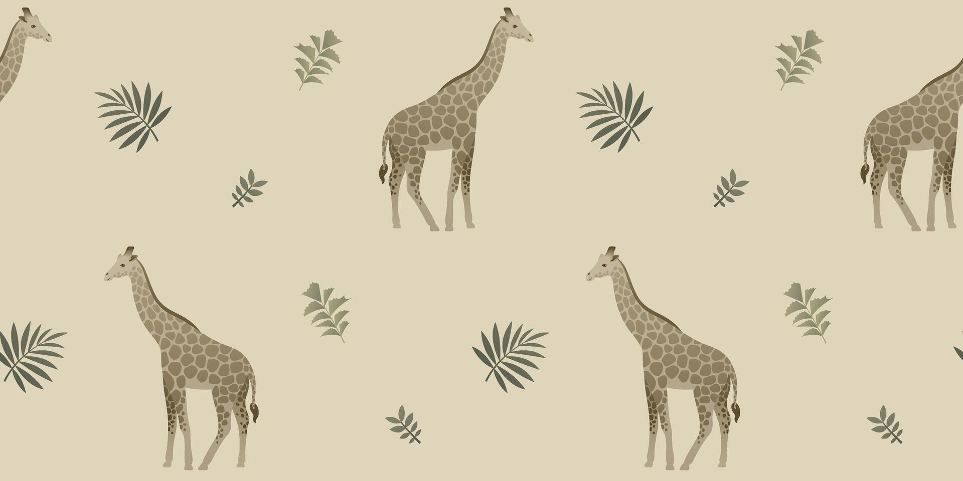 Giraffe simple seamless pattern, cute animal background. vector
